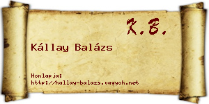 Kállay Balázs névjegykártya